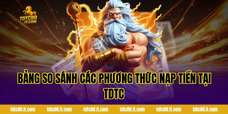 Bảng so sánh các phương thức nạp tiền tại TDTC